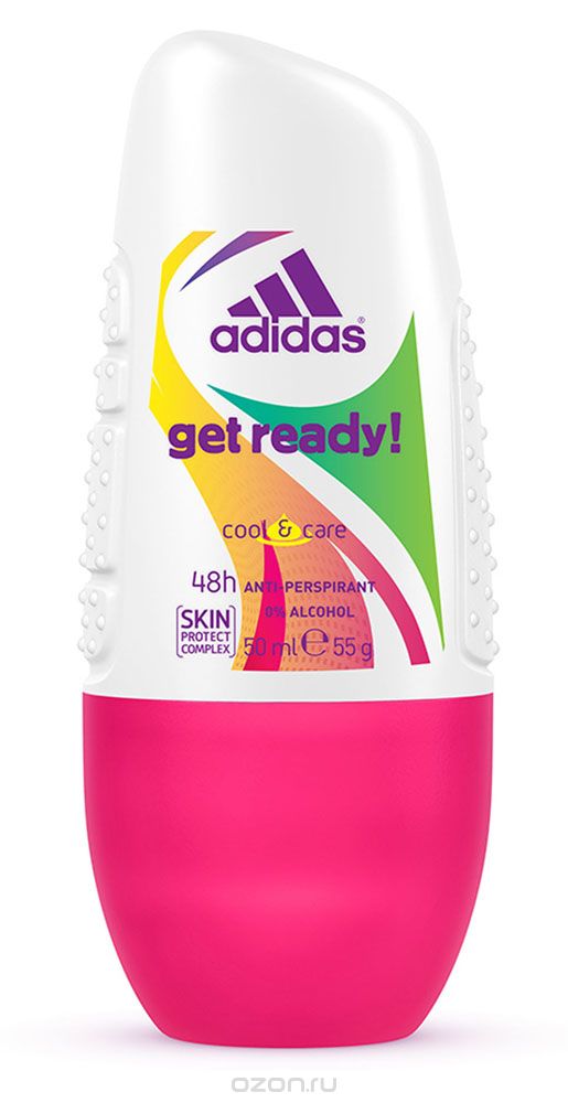 Adidas Дезодорант шариковый "Get Ready! Cool & Care", женский, 50 мл