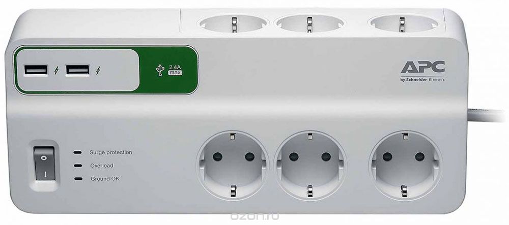 APC PM6U-RS, White сетевой фильтр на 6 розеток